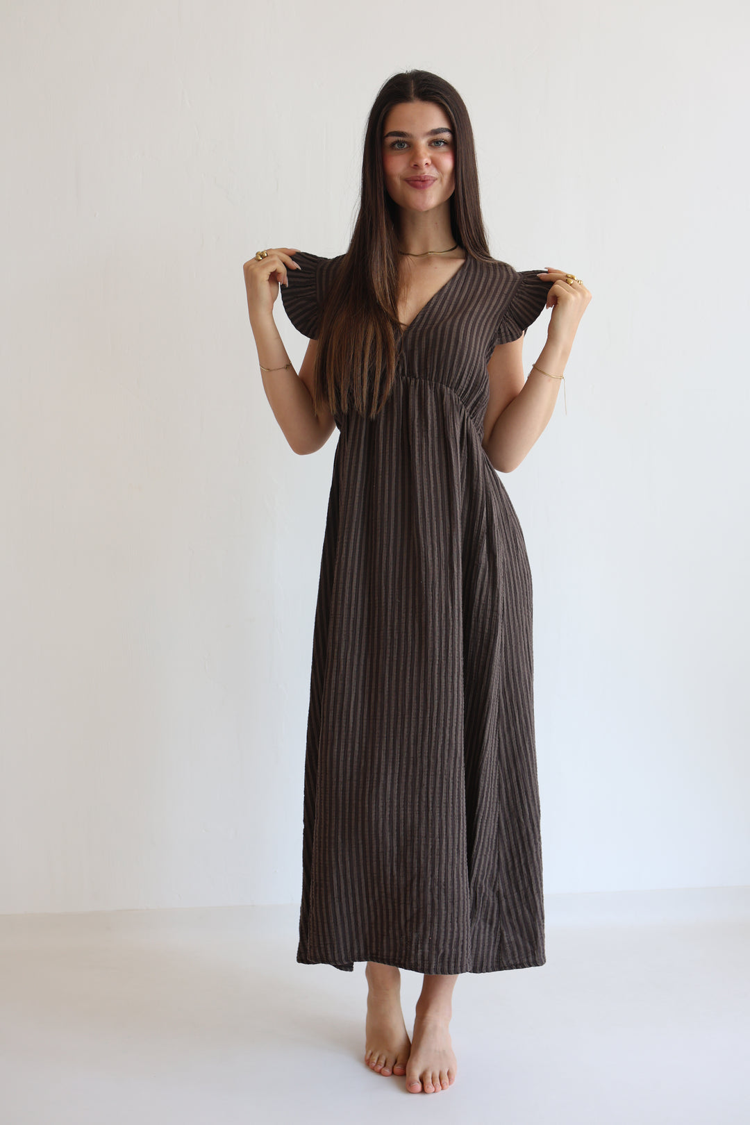 Langes Musselinkleid Summer Striped