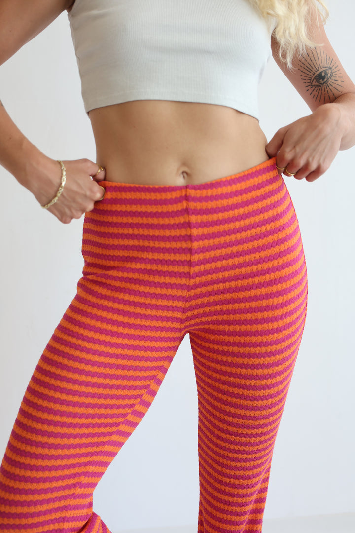 Striped Knit Flared Pants