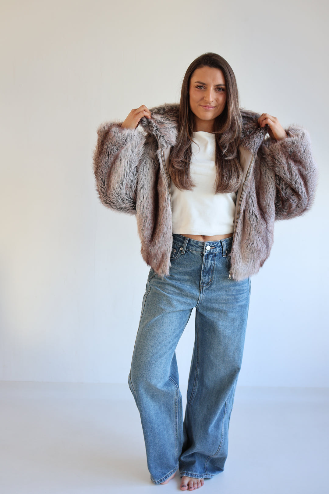 Cropped Faux Fur Jacket Milano