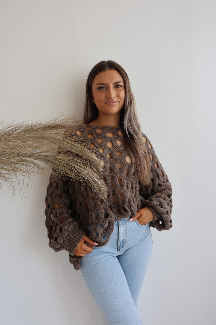 Grober Lochstrickpullover Cassy