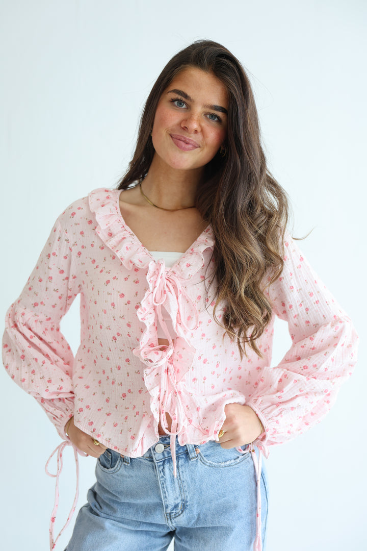 Rosy Ruffle Cardigan