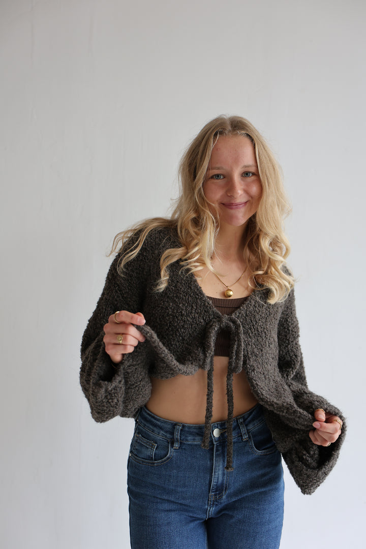 Teddy Knot Cardigan Fluffy Tie