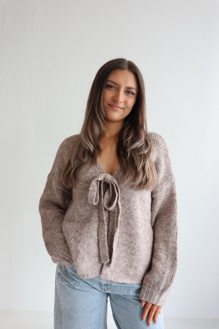Knit Bow Cardigan Lanea
