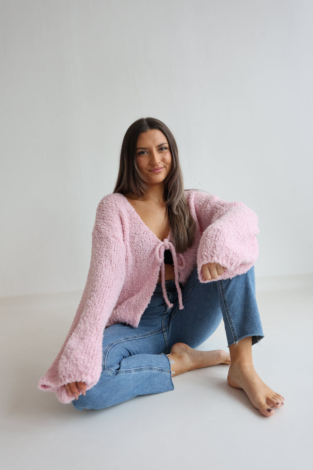 Teddy Knot Cardigan Fluffy Tie