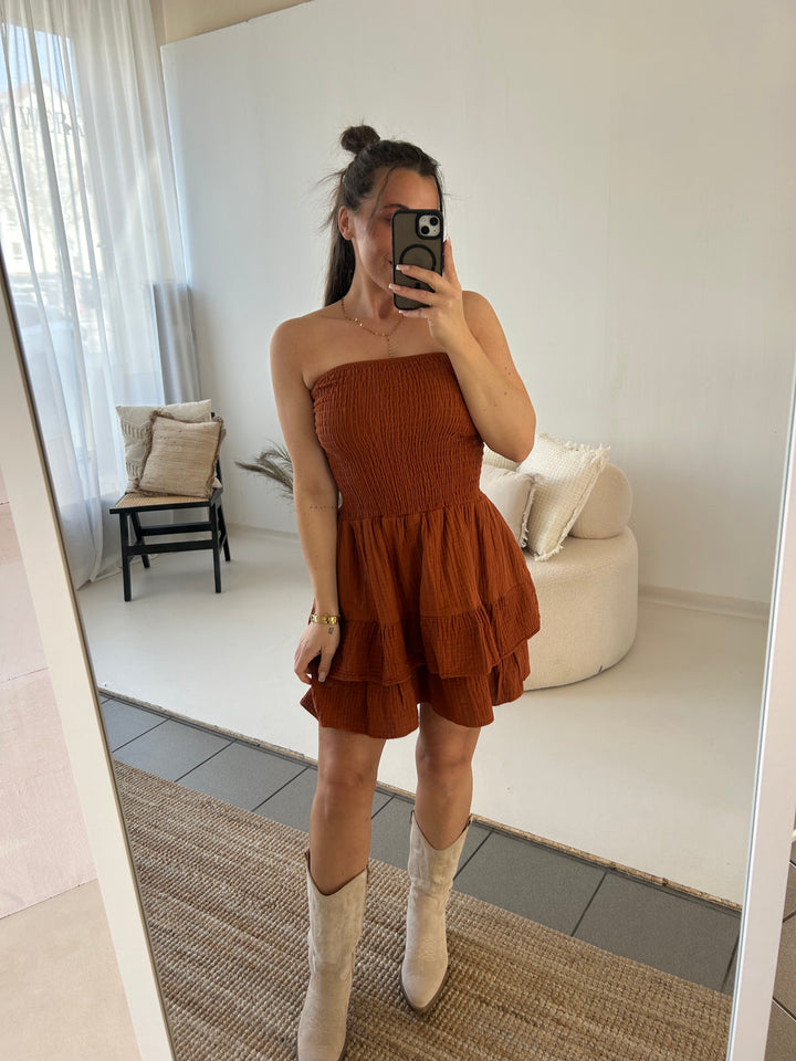 Trägerloses Kleid aus Musselin Moana