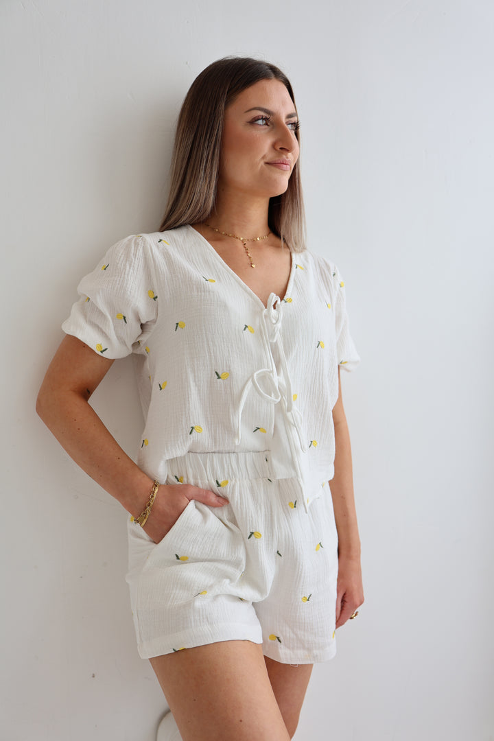 Kurzer Musselinbolero Little Lemon