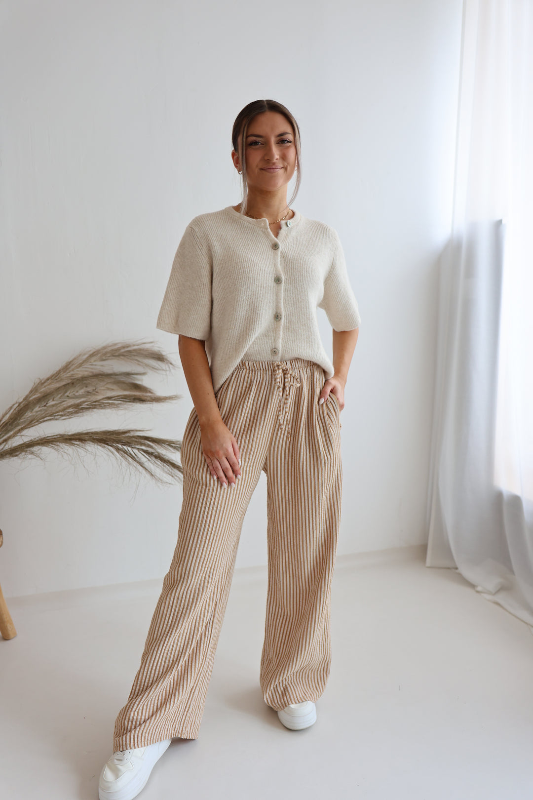 Lange Musselinhose mit Streifen Little Lines