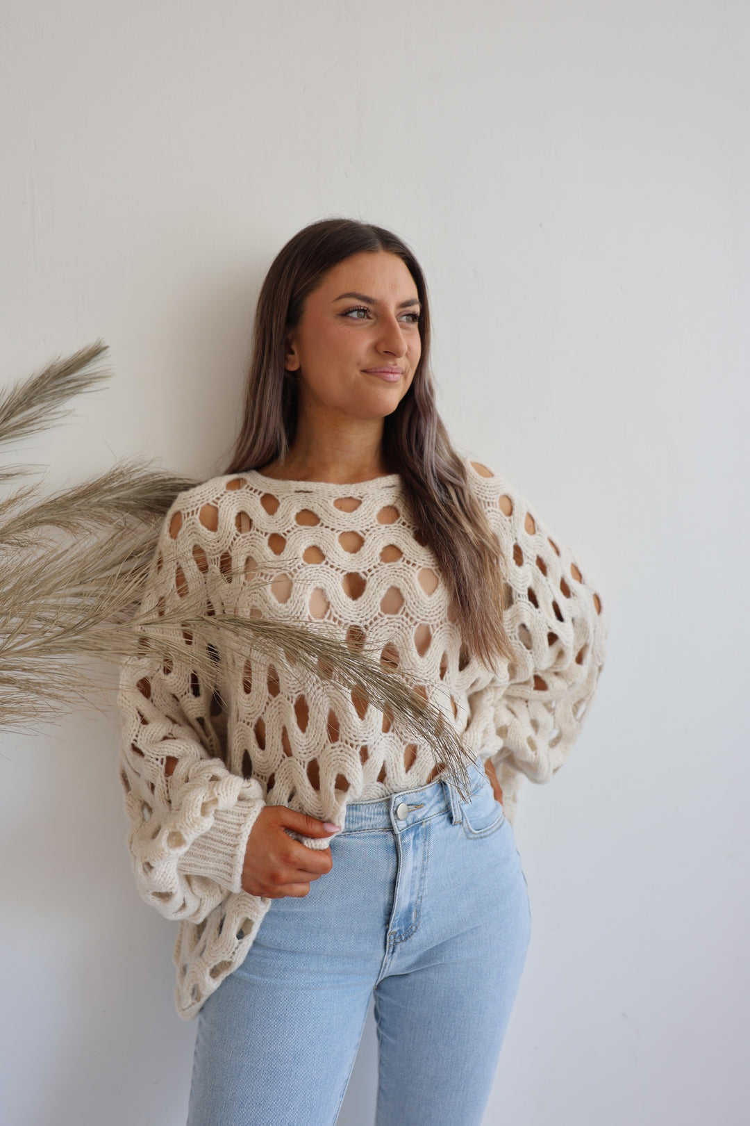 Grober Lochstrickpullover Cassy
