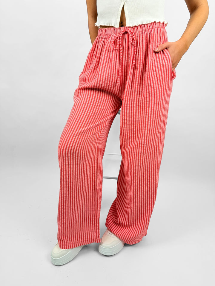 Lange Musselinhose mit Streifen Little Lines