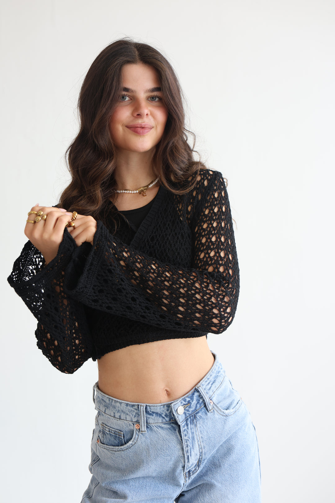 Cropped Crochet Sweater
