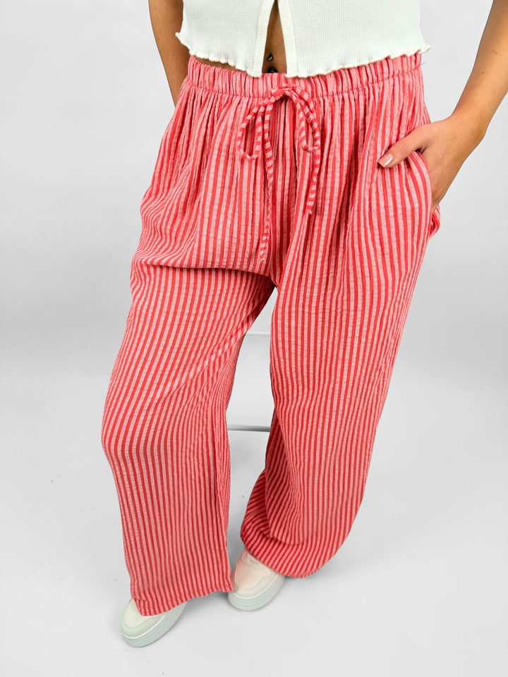 Lange Musselinhose mit Streifen Little Lines