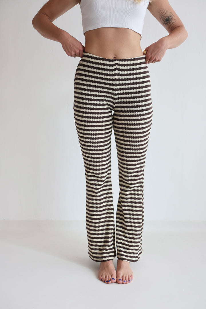Striped Knit Flared Pants