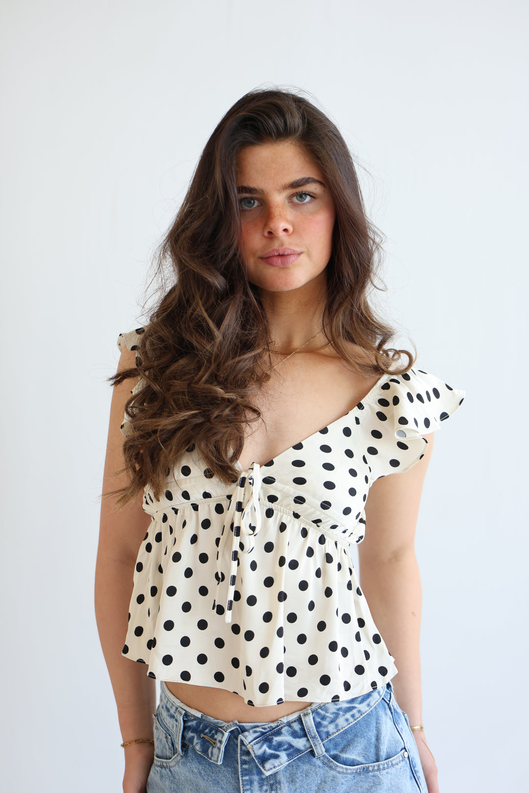 Polka Dot Peplum Top