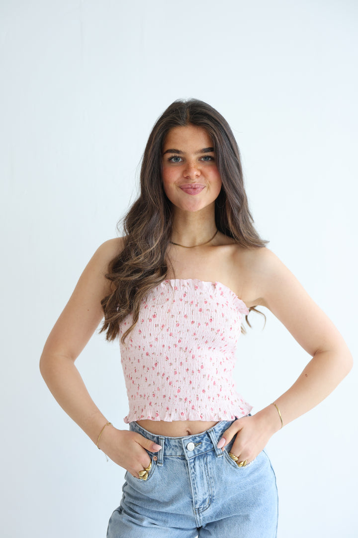Rosy Ruffle Tube Top