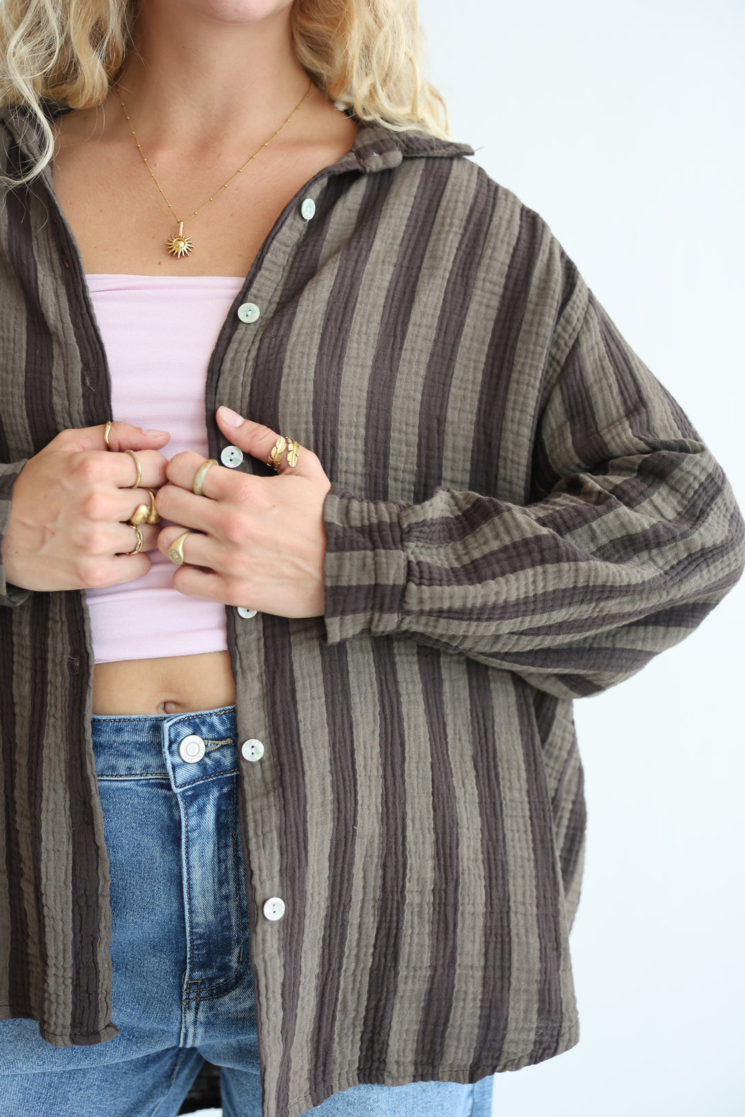 Musselinbluse Blockstripes
