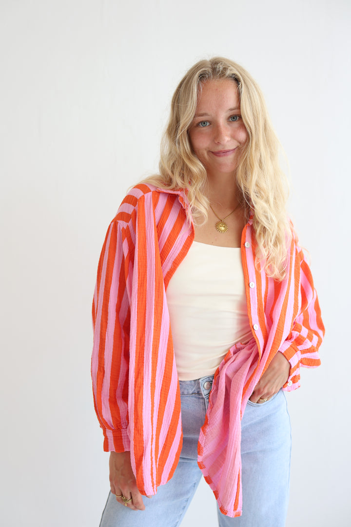 Musselinbluse Blockstripes