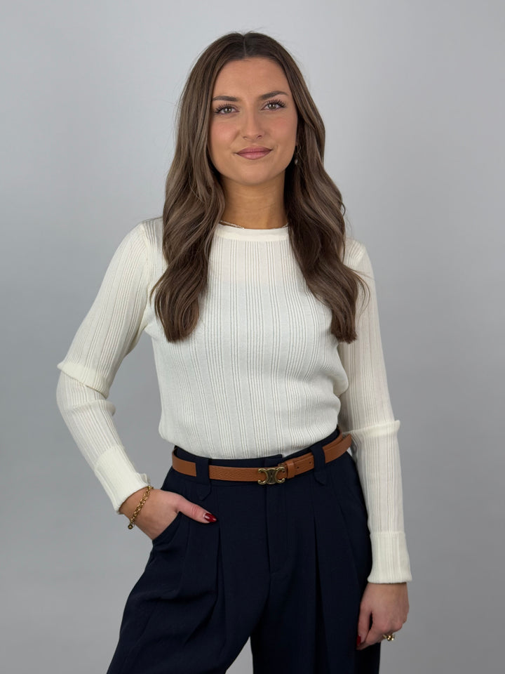 Transparentes Langarmshirt in Strickoptik