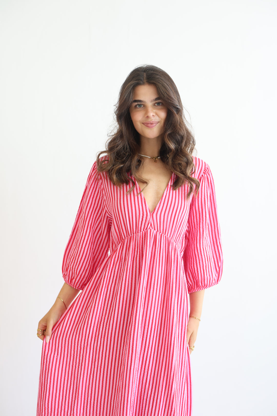 3/4 Arm Musselinkleid Summer Striped