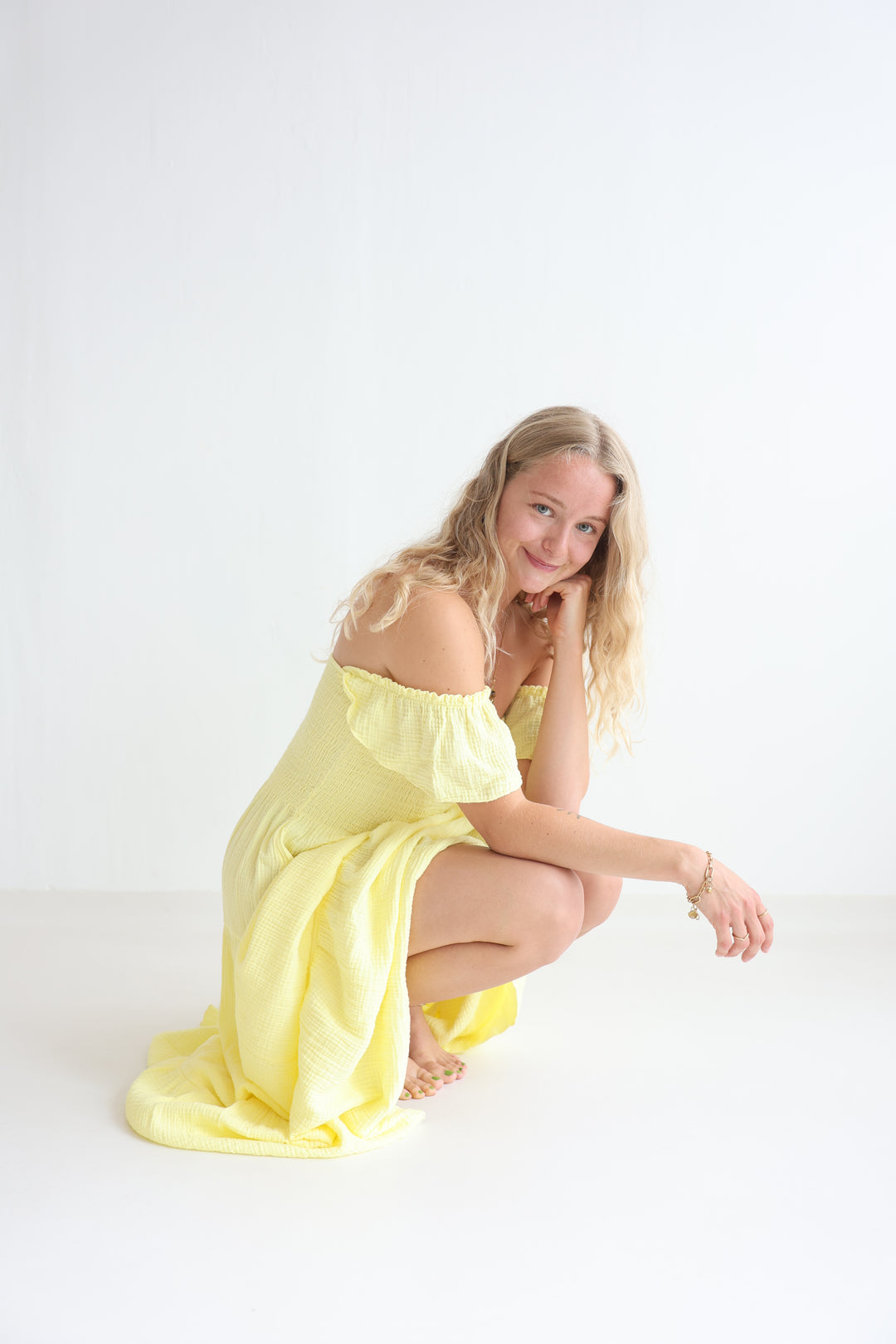 Langes Kleid mit Raffung Livia