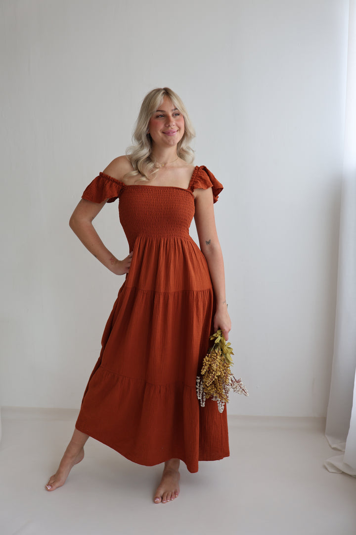 Langes Kleid mit Raffung Livia