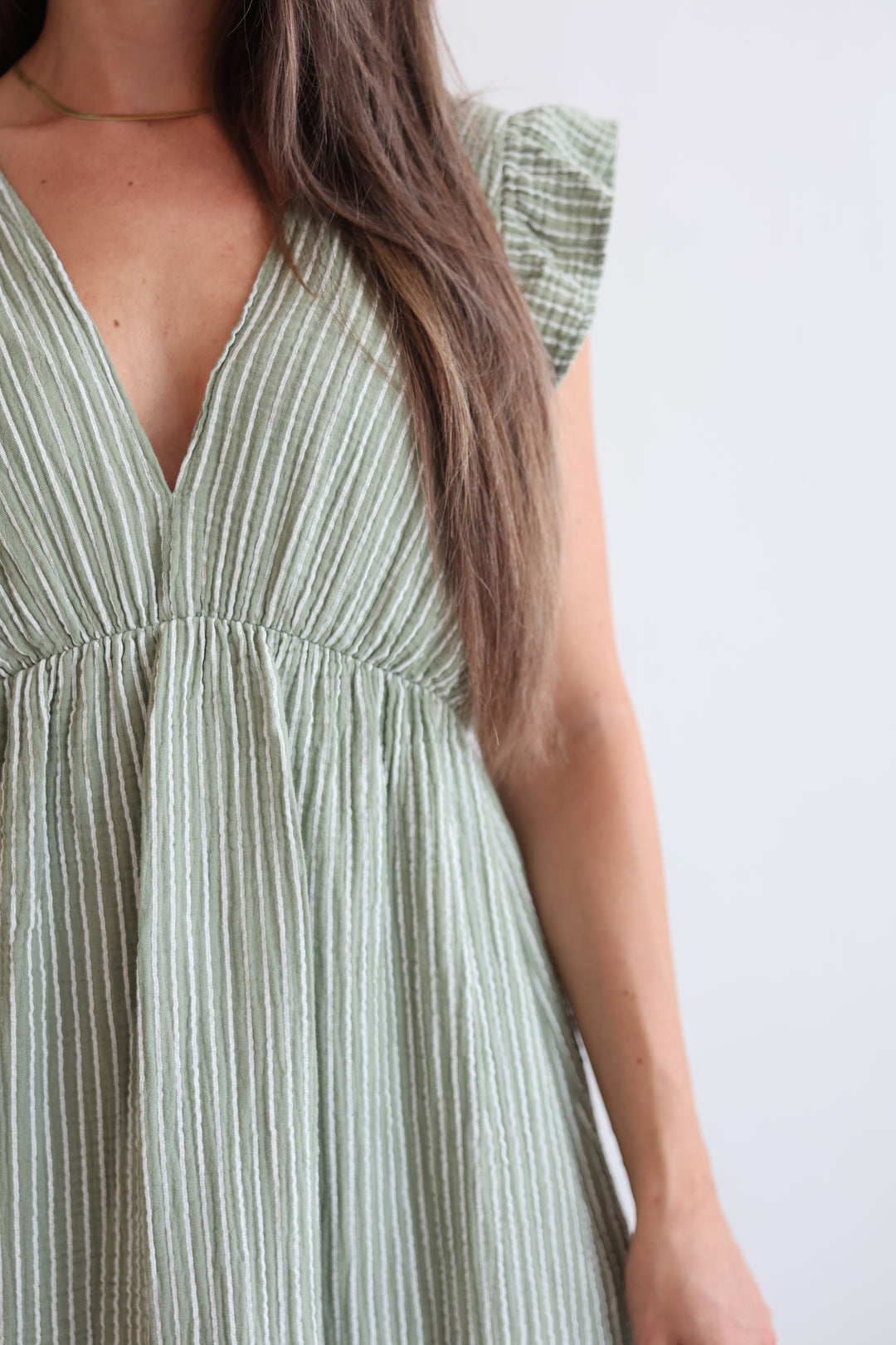 Langes Musselinkleid Casual Stripes