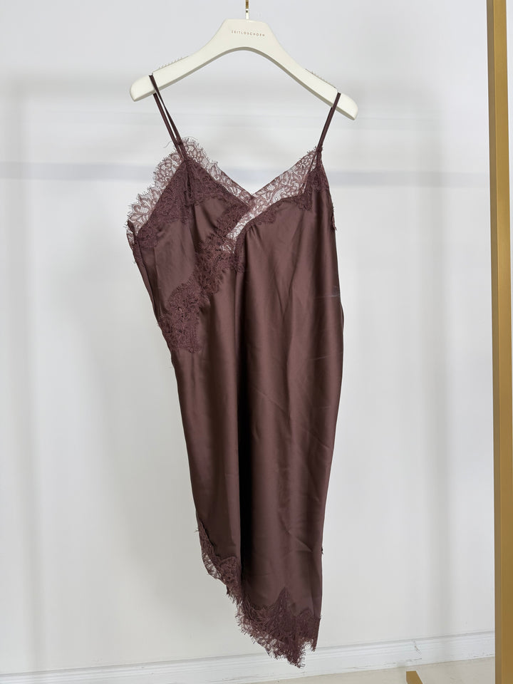 SATIN LACE DRESS GR.L CHOCOLATE (B-WARE)