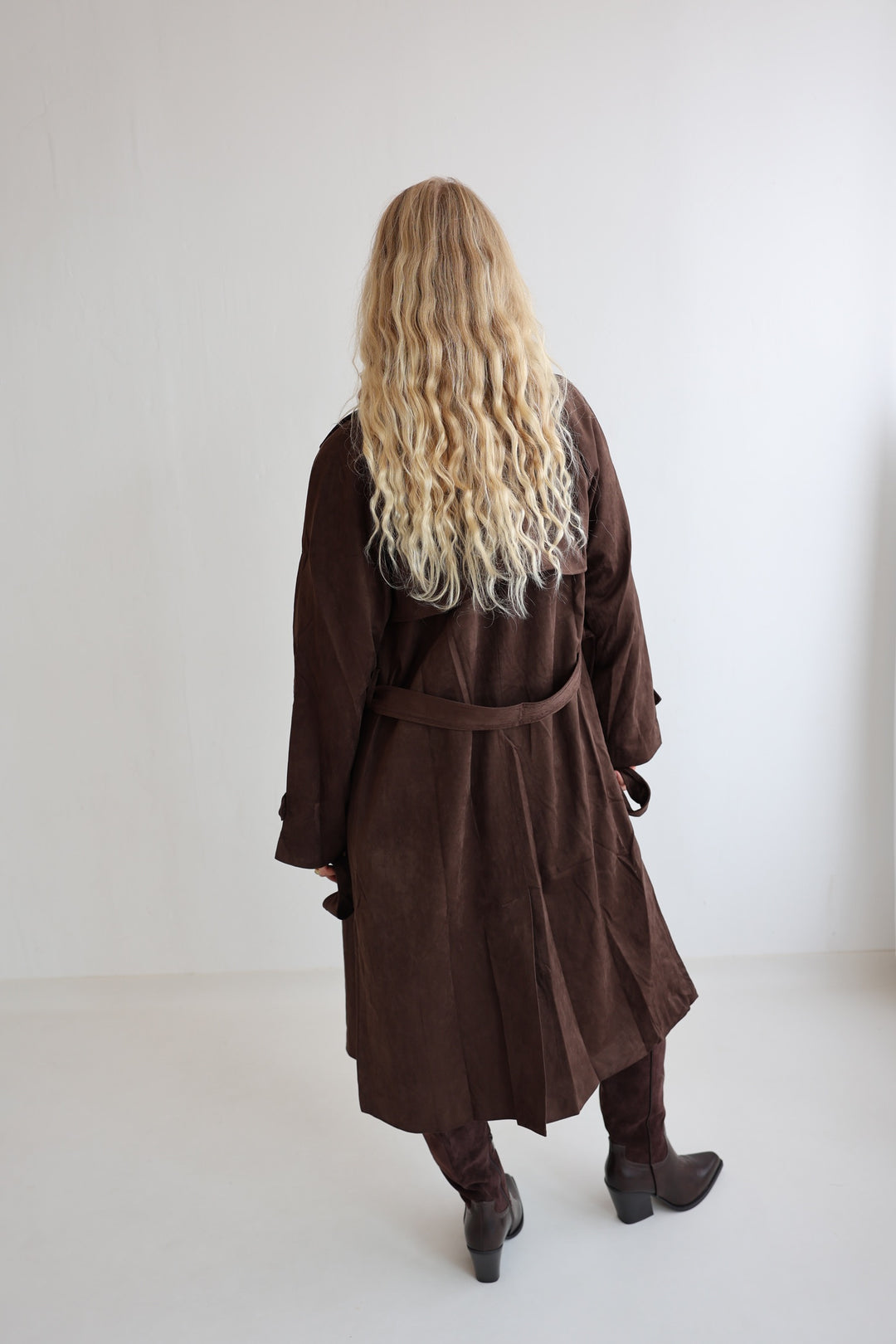 Longline Faux Suede Coat