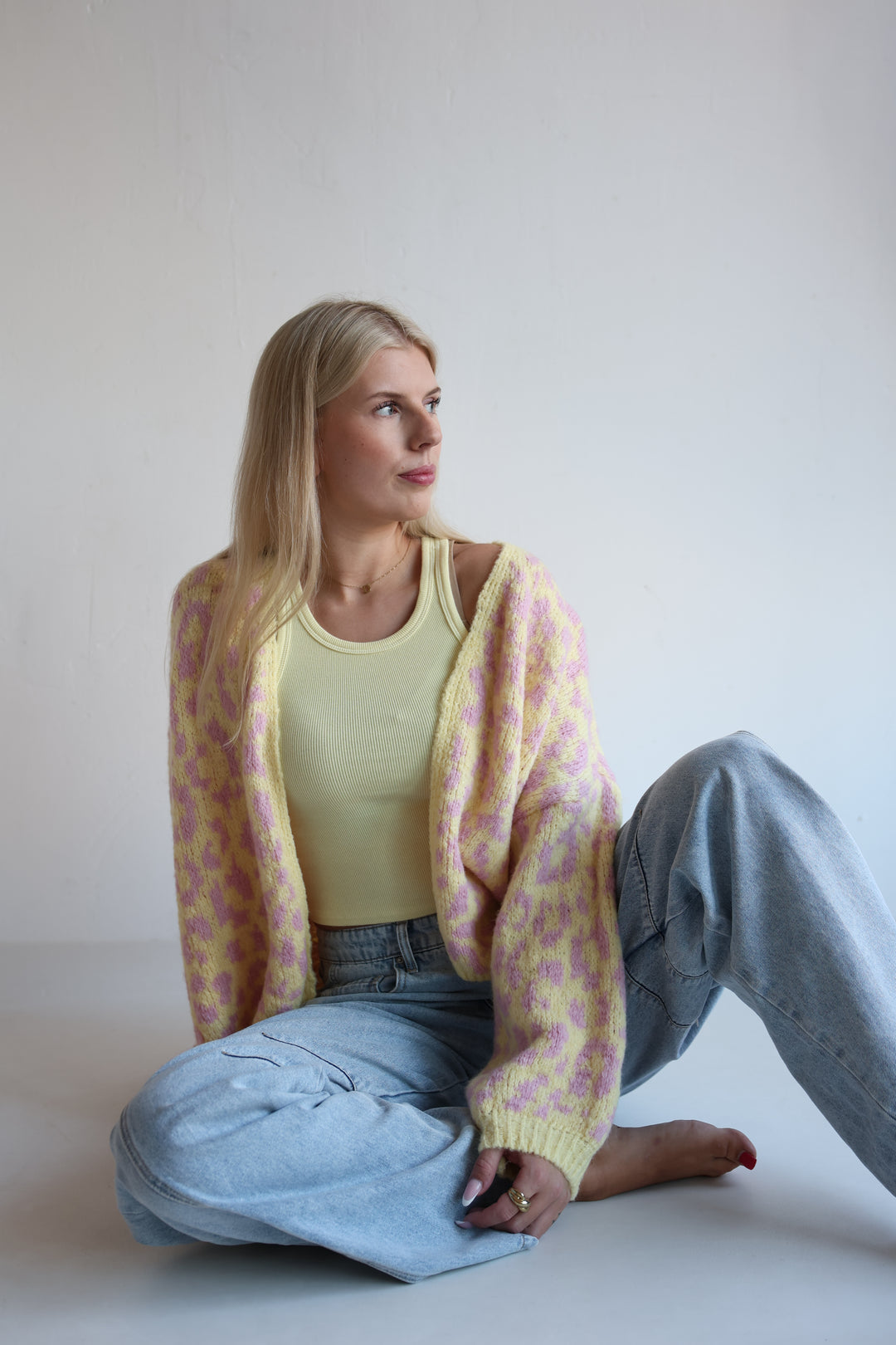 Offener Cardigan mit Leoprint