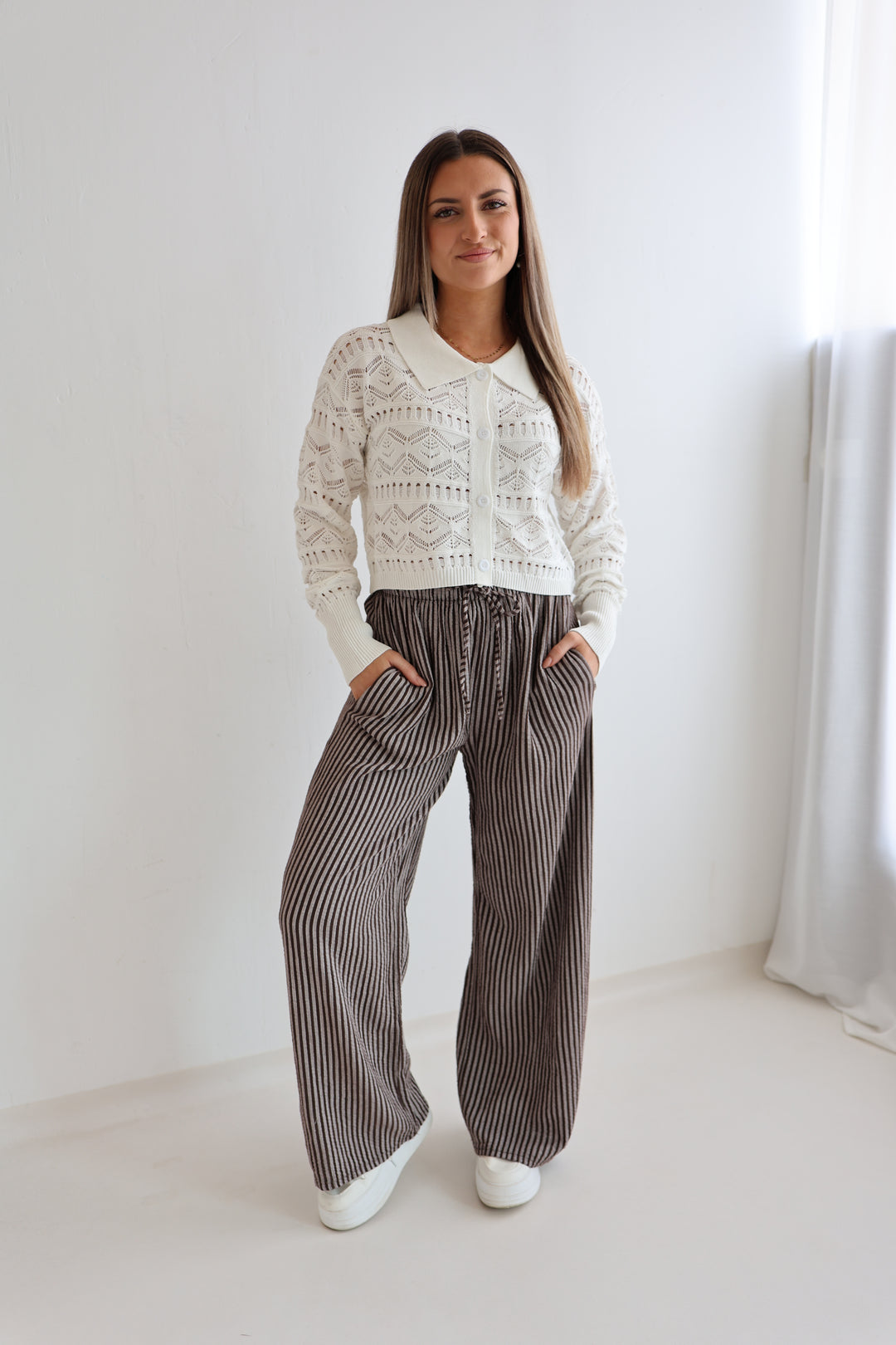 Lange Musselinhose mit Streifen Little Lines