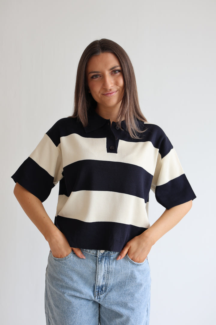 Navy Striped Poloshirt