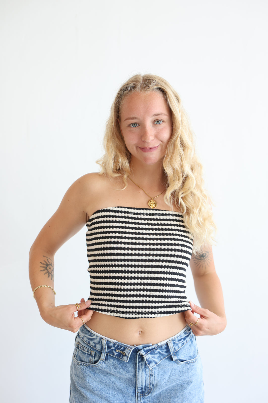Striped Knit Tube Top