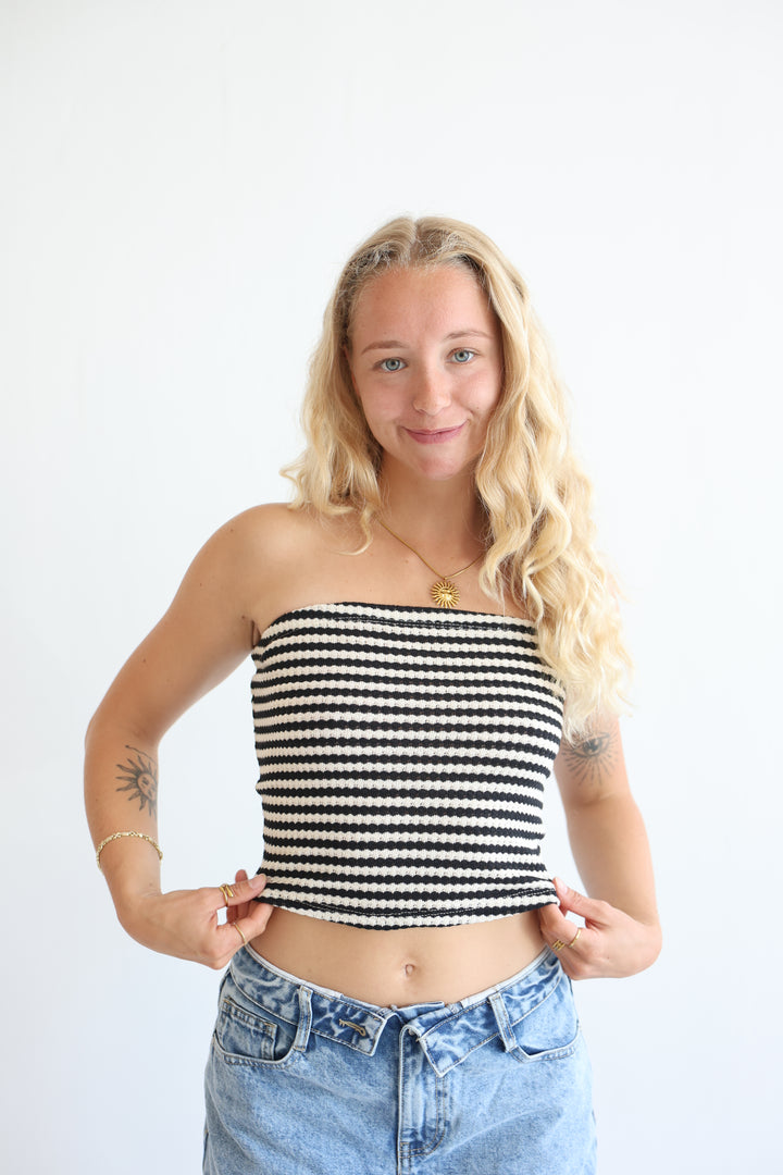 Striped Knit Tube Top