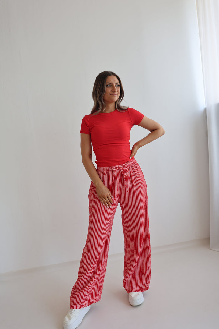 Lange Musselinhose mit Streifen Little Lines