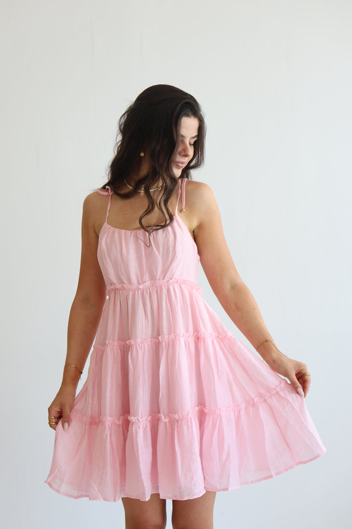 Bow Strap Tiered Dress