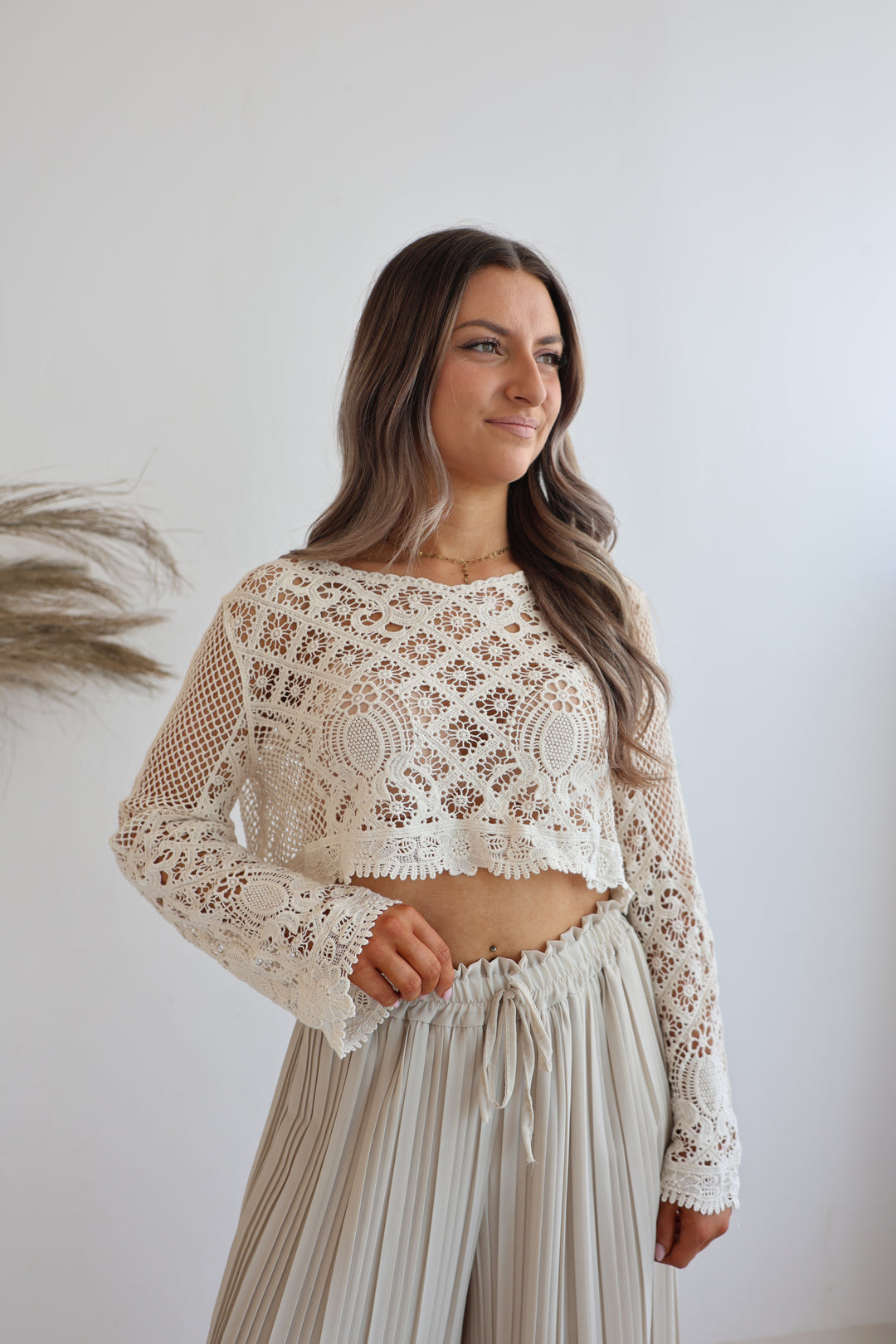 Cropped Häkelpullover Santorini