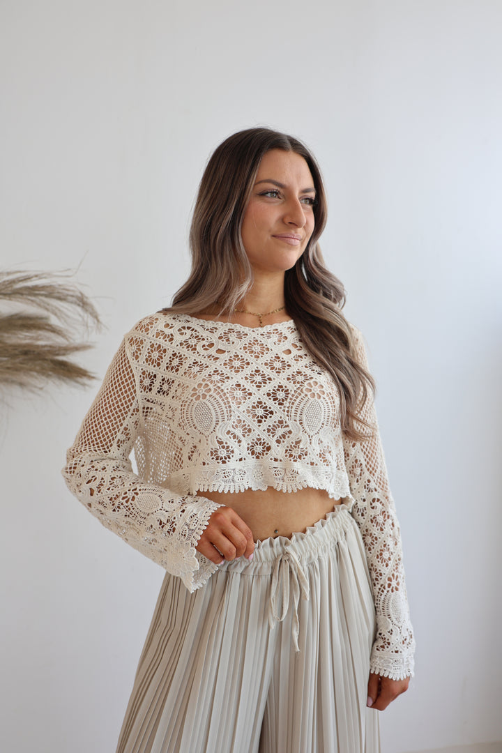 Cropped Häkelpullover Santorini