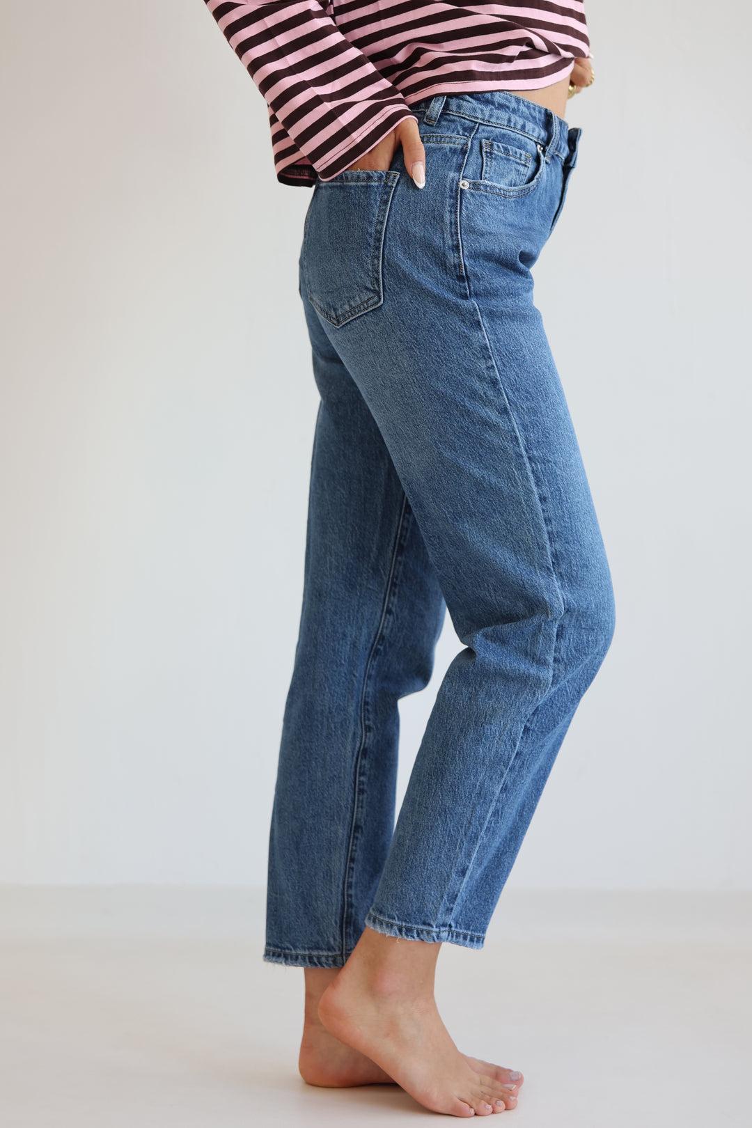 Deep Blue Mom Jeans