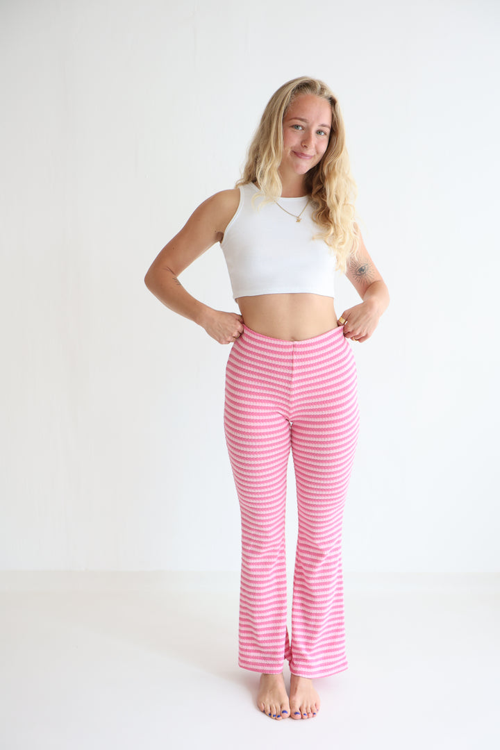 Striped Knit Flared Pants