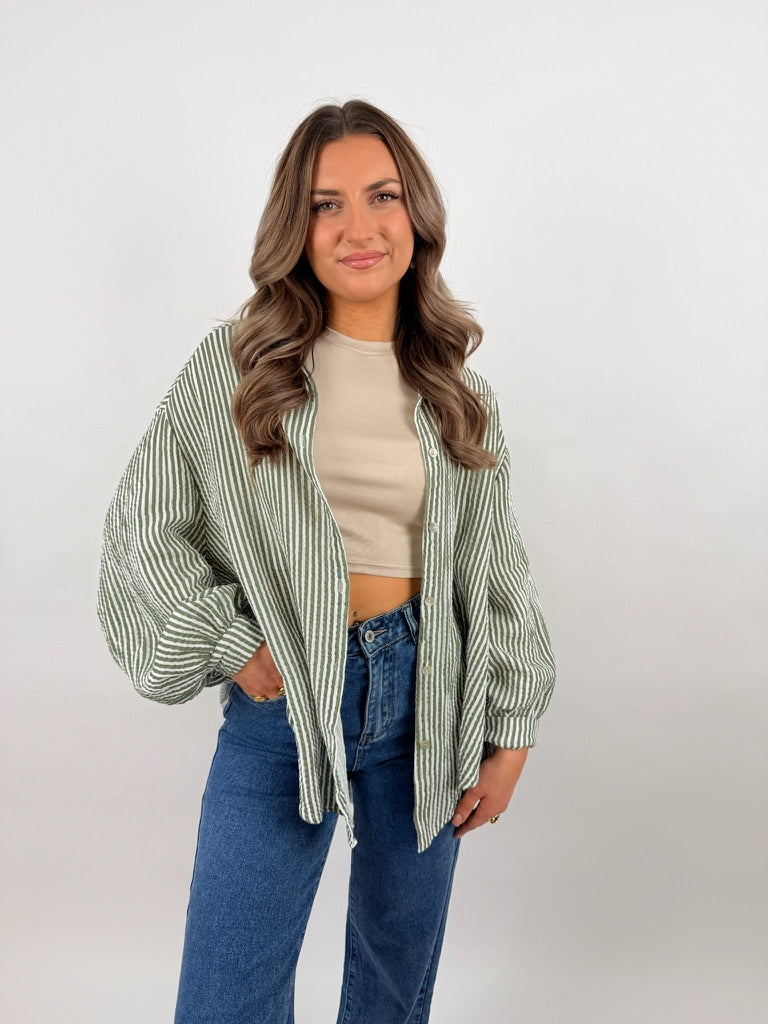 Kurzes Blusenhemd aus Musselin Narrow Stripes