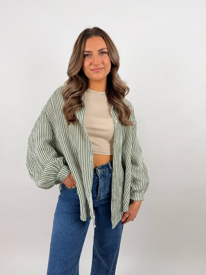 Kurzes Blusenhemd aus Musselin Narrow Stripes