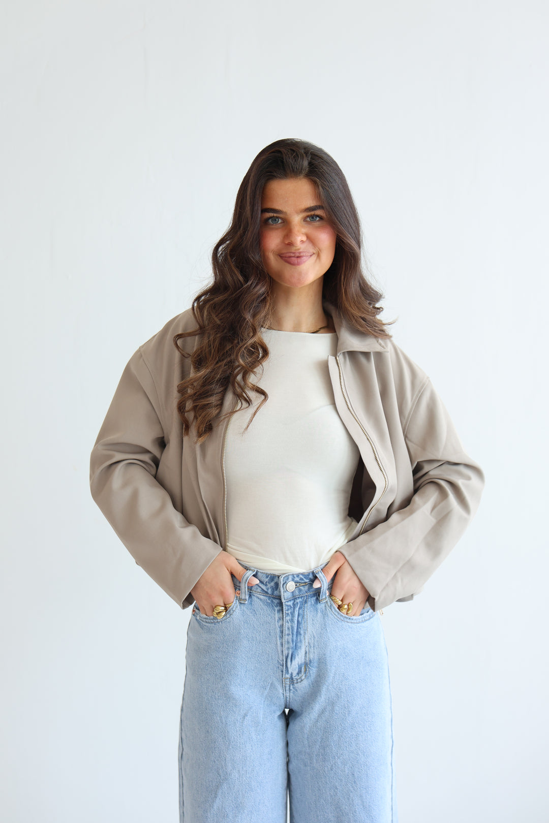Minimal Cropped Bomber Jacket