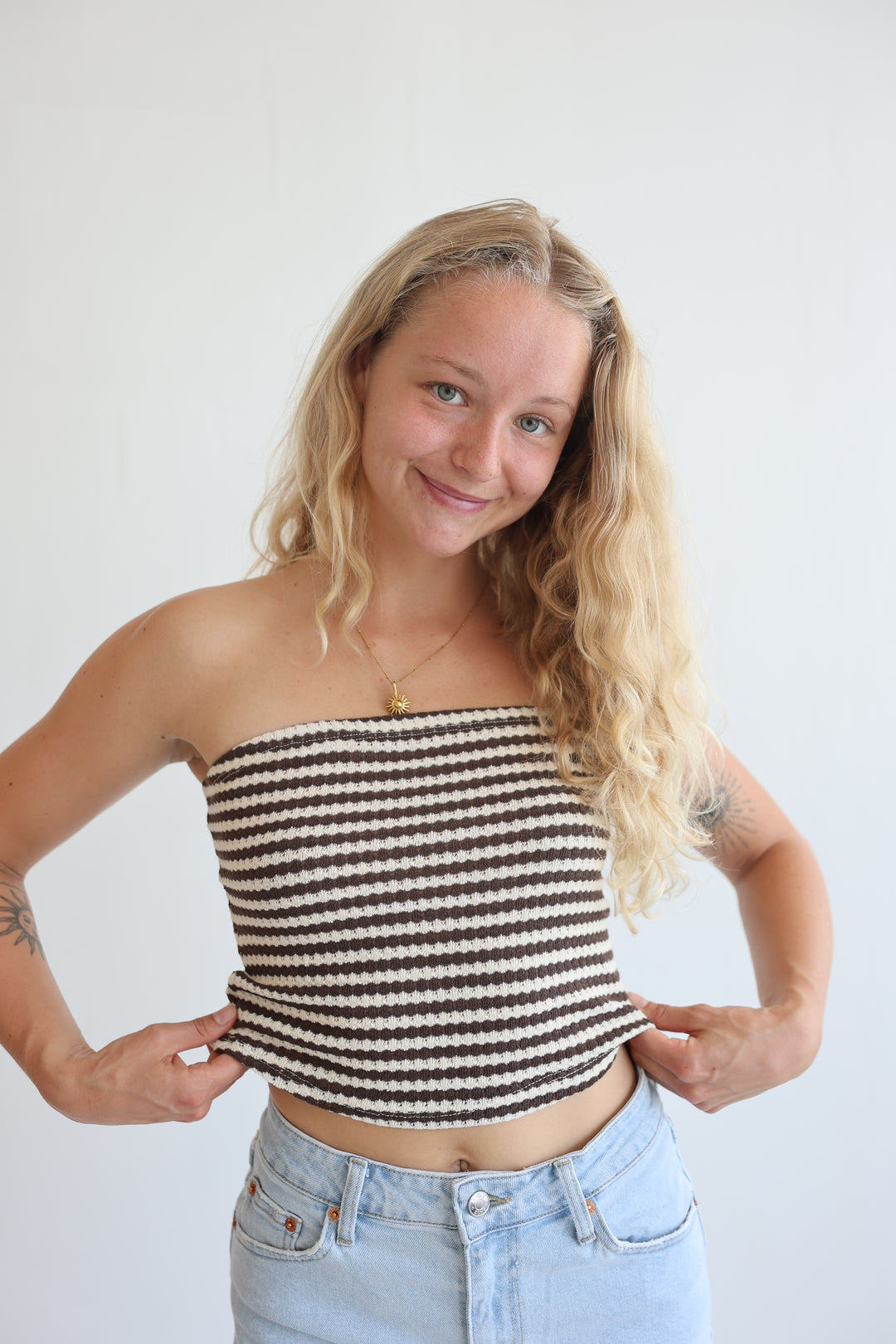 Striped Knit Tube Top