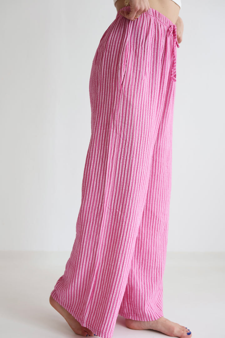 Lange Musselinhose mit Streifen Little Lines