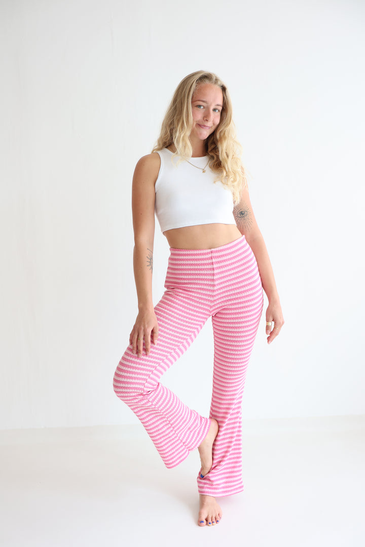 Striped Knit Flared Pants