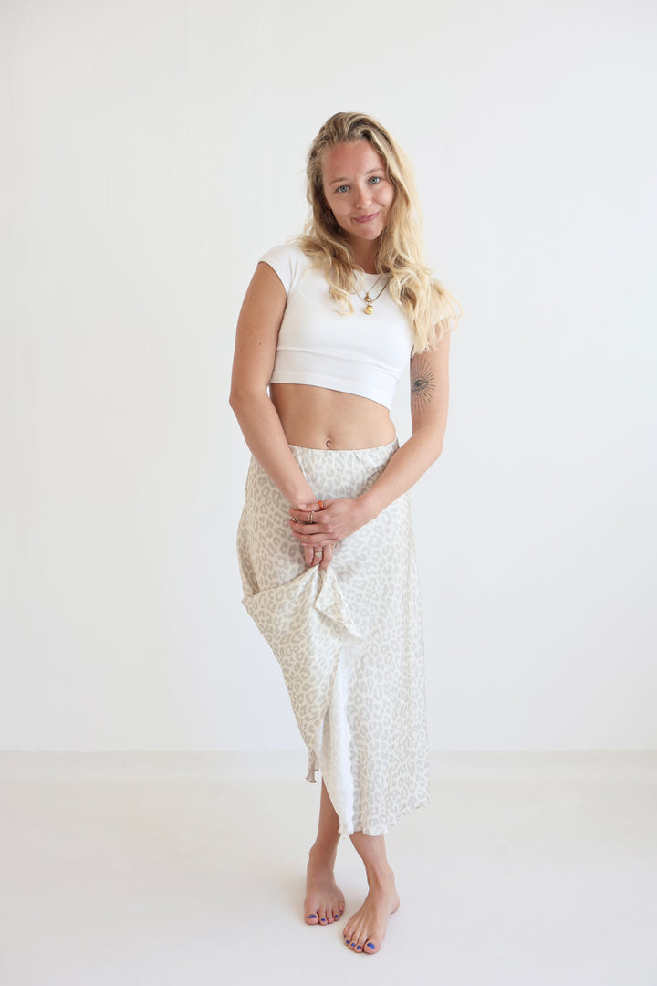 Leopard Satin Skirt