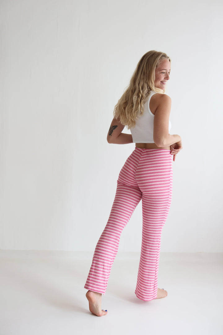 Striped Knit Flared Pants
