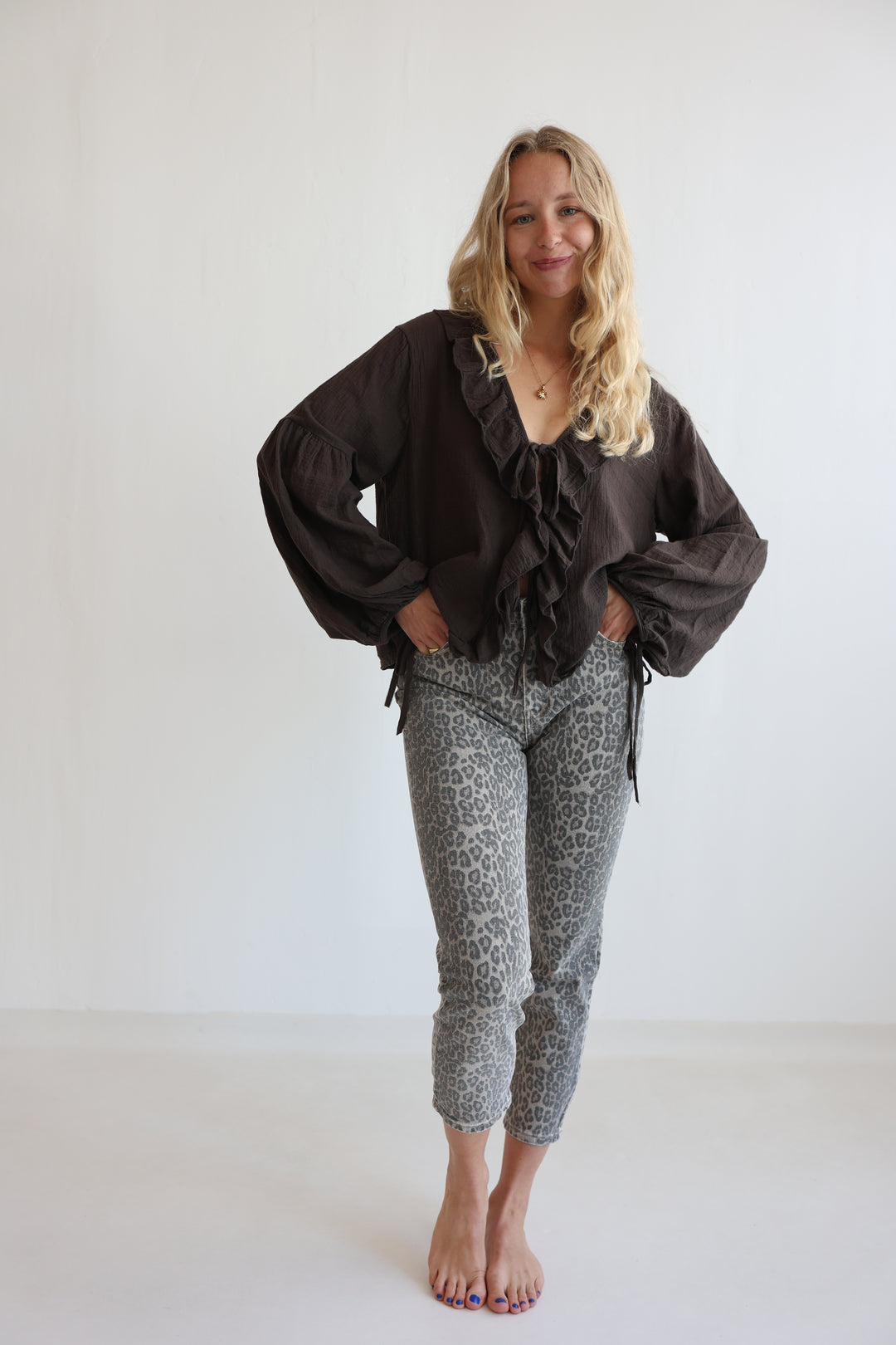 Leopard Denim Mom Jeans