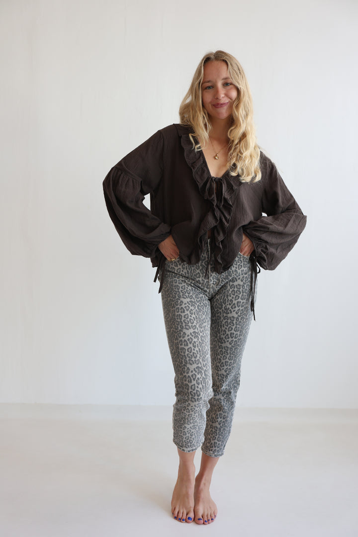 Leopard Denim Mom Jeans