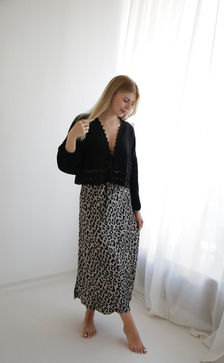 Langer Rock mit Leoprint Lion