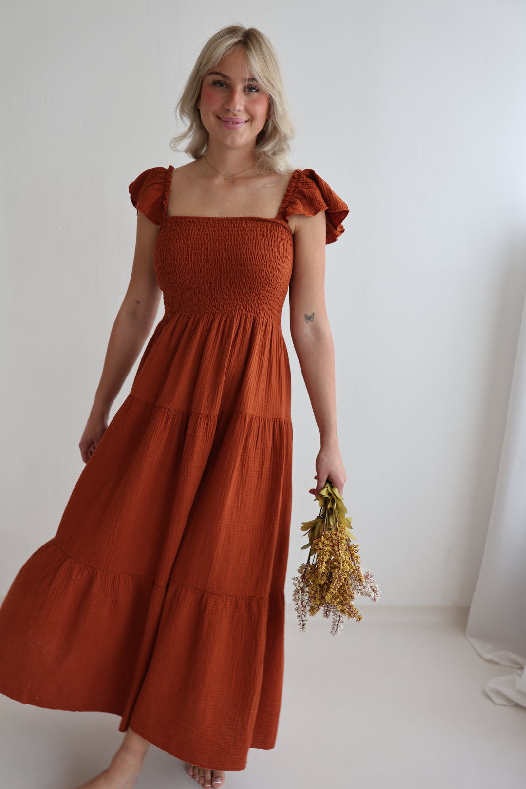 Langes Kleid mit Raffung Livia